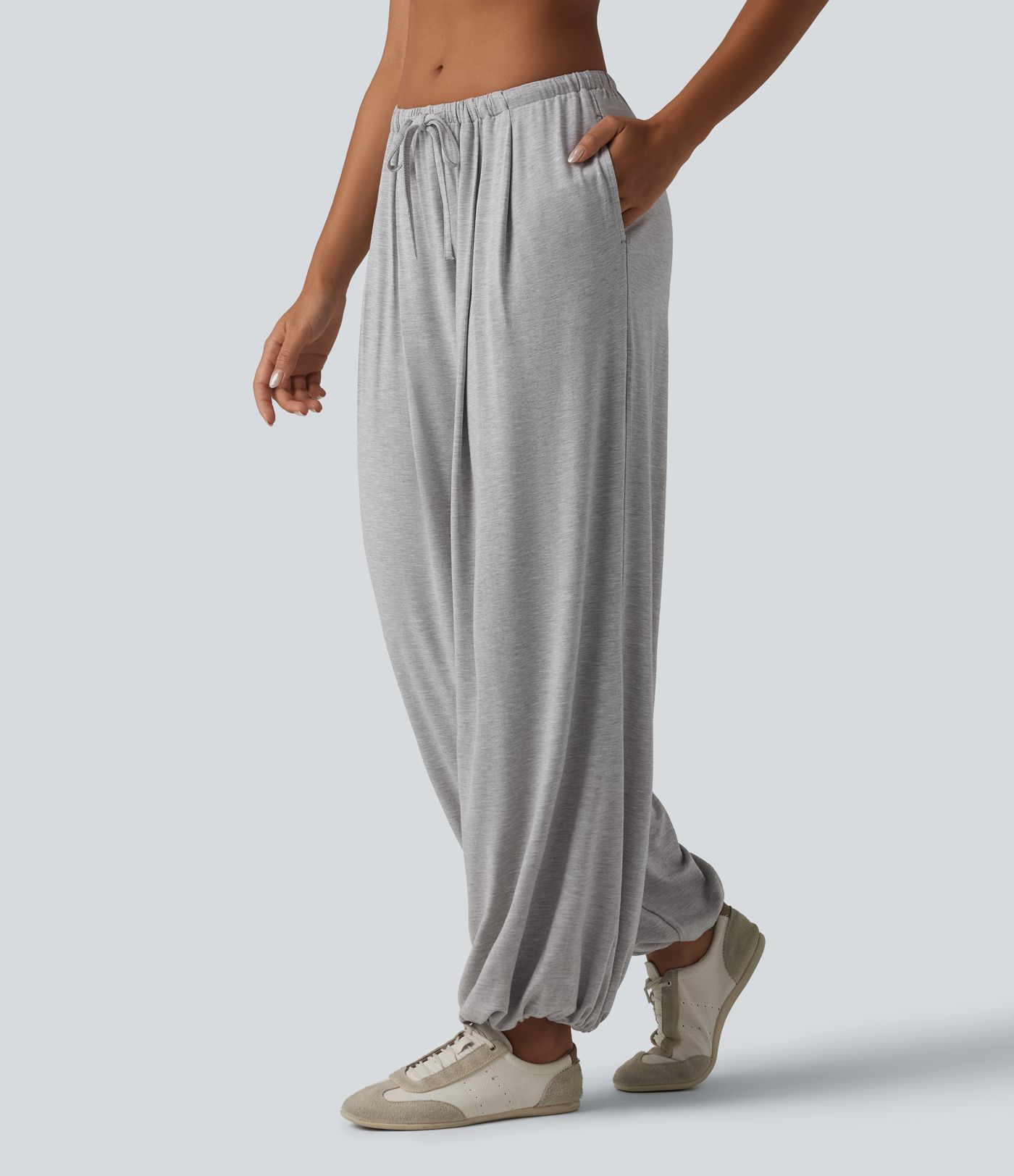 Mid Rise Drawstring Casual Balloon Joggers with Pockets