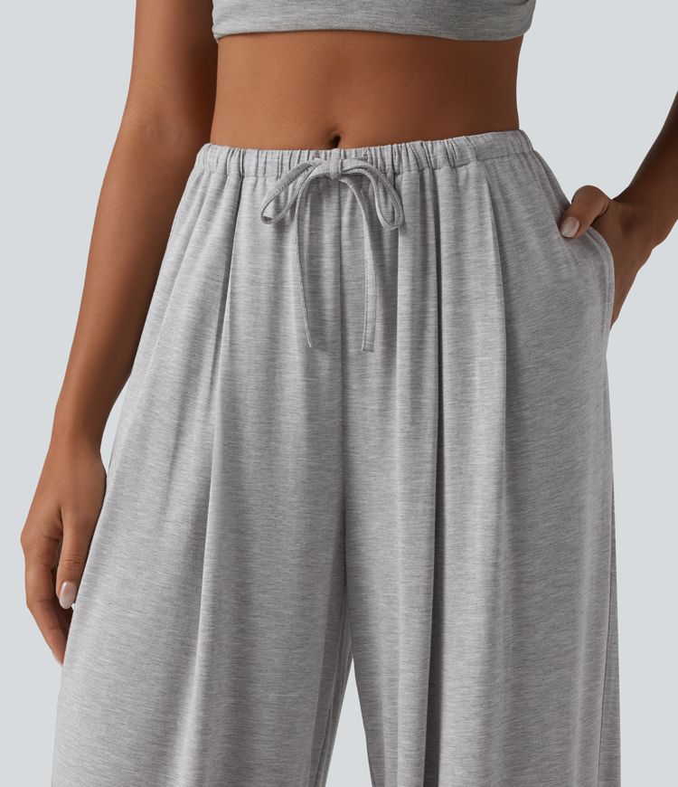 Mid Rise Drawstring Casual Balloon Joggers with Pockets