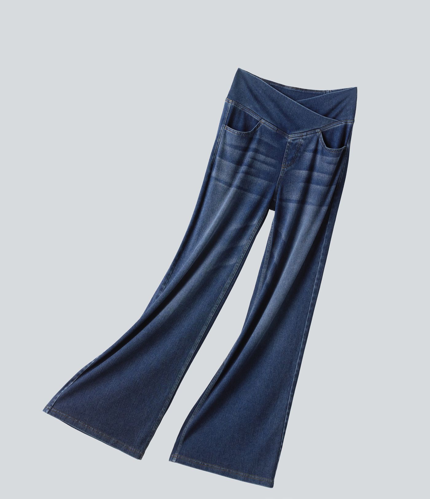 Halara Flex™ Crossover High Waisted Draped Lyocell Washed Casual Baggy Jeans with Pockets