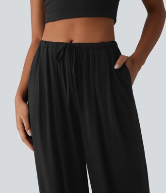 Mid Rise Drawstring Casual Balloon Joggers with Pockets