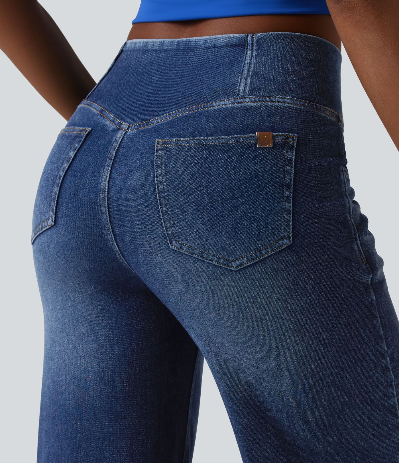 Halara Flex™ Crossover High Waisted Draped Lyocell Washed Casual Baggy Jeans with Pockets