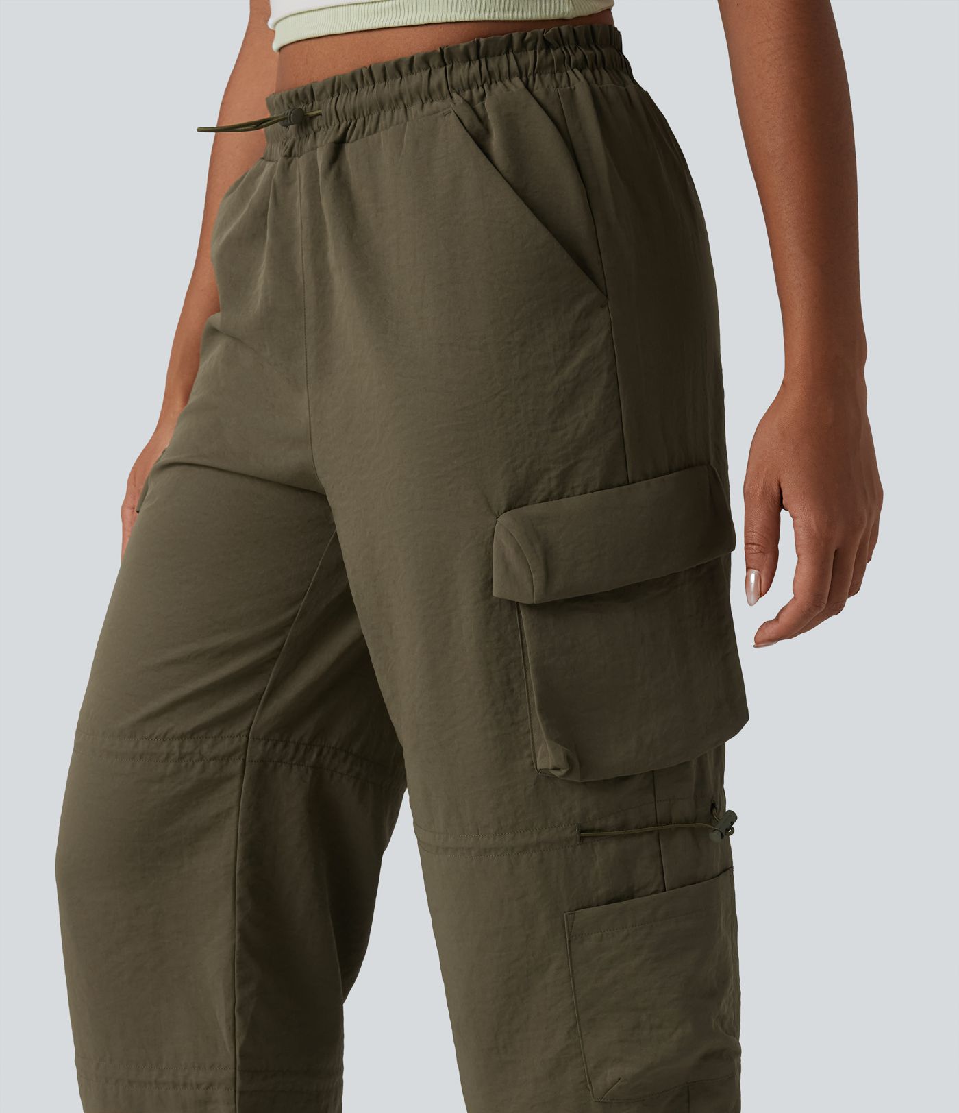 Jogging cargo taille mi-haute avec cordon de serrage réglable et poches