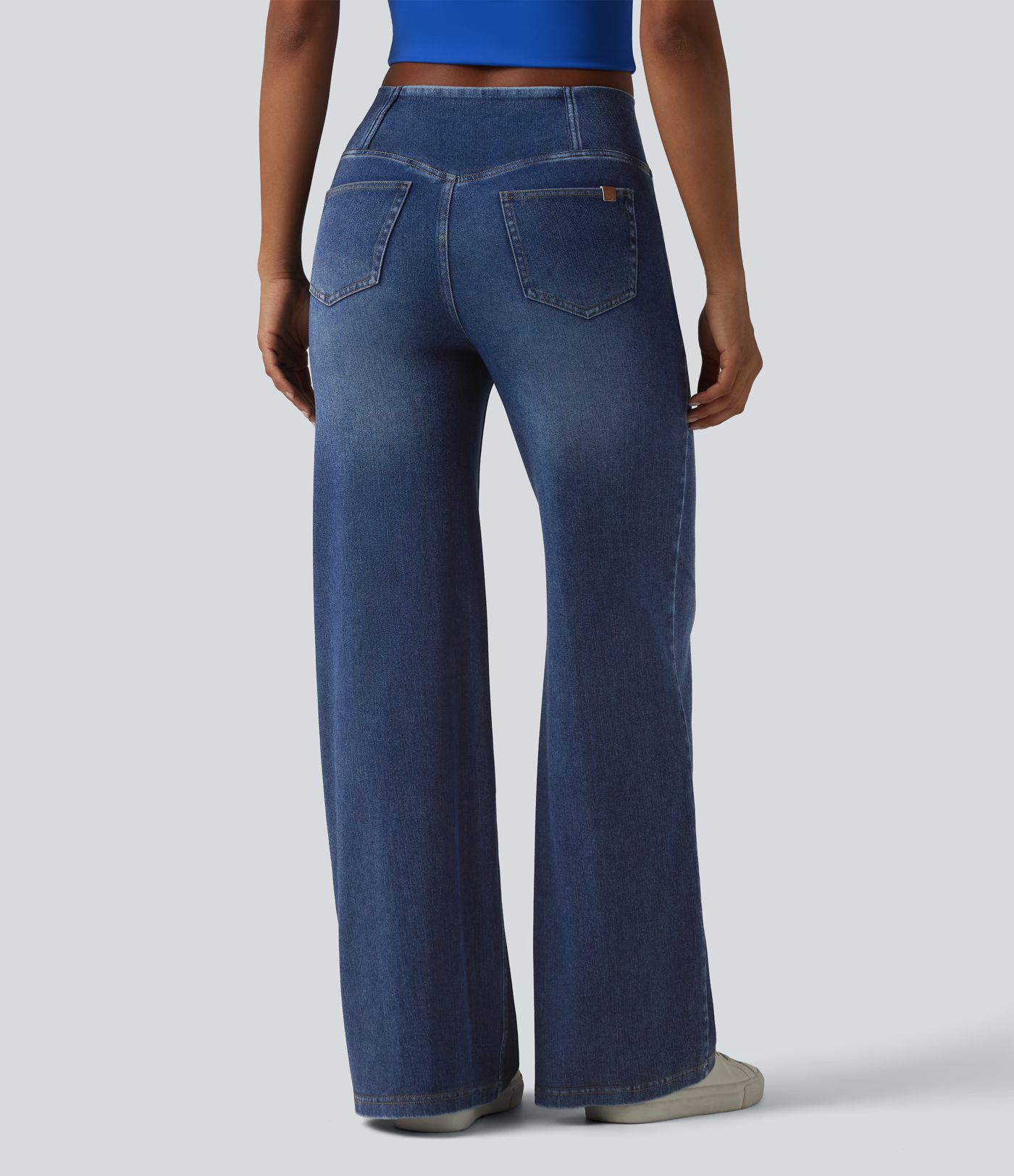 Halara Flex™ Crossover High Waisted Draped Lyocell Washed Casual Baggy Jeans with Pockets