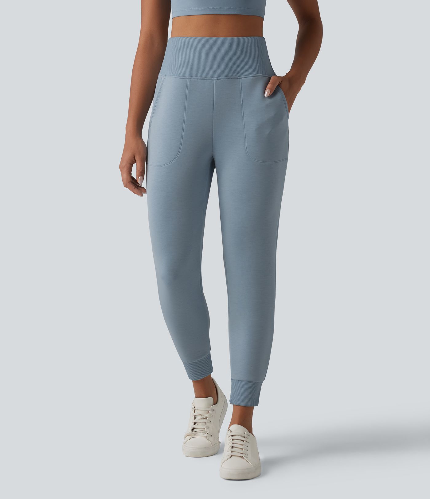 SpacerTek™ High Waisted Tummy Control Tapered Casual Joggers with Pockets