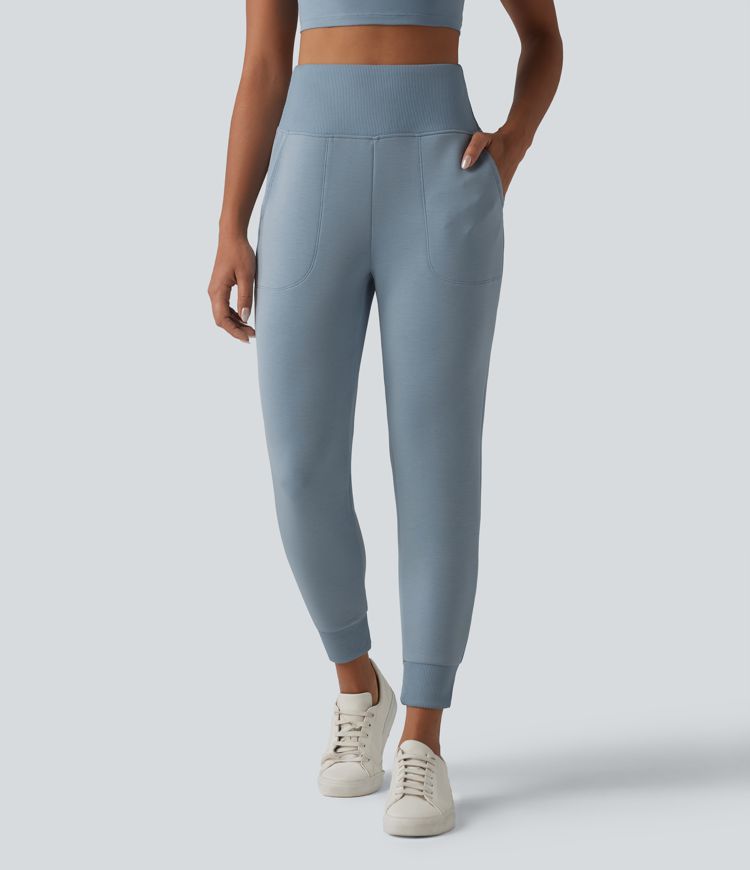 SpacerTek™ High Waisted Tummy Control Tapered Casual Joggers with Pockets
