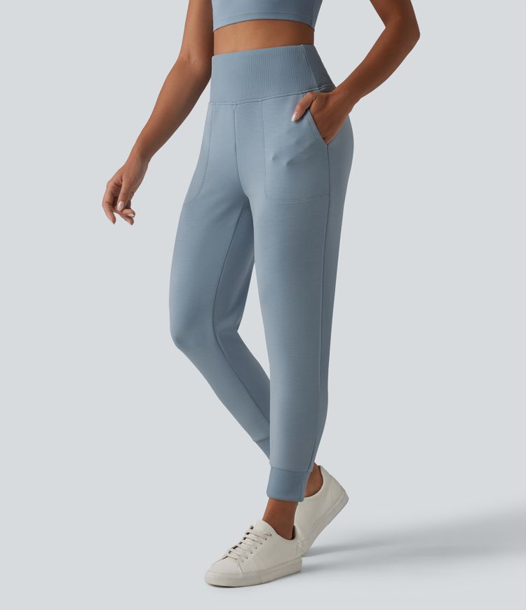 SpacerTek™ Lässige Jogginghosen mit hohem Bund, bauschformender Wirkung, schmal zulaufender Passform und Taschen