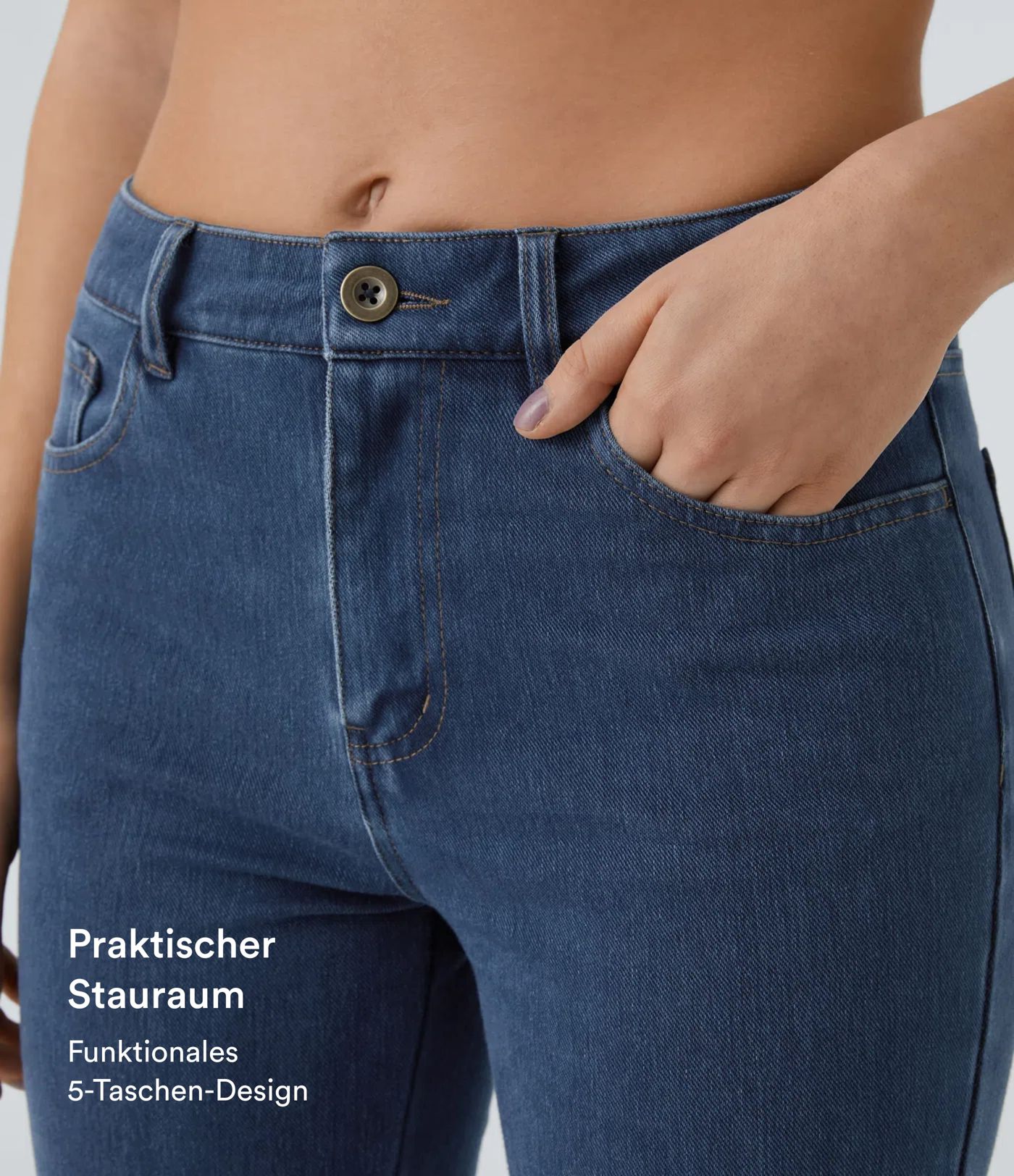 Halara Flex™ Lässige Bootcut-Jeans mit mittelhohem Bund und Knopftaschen