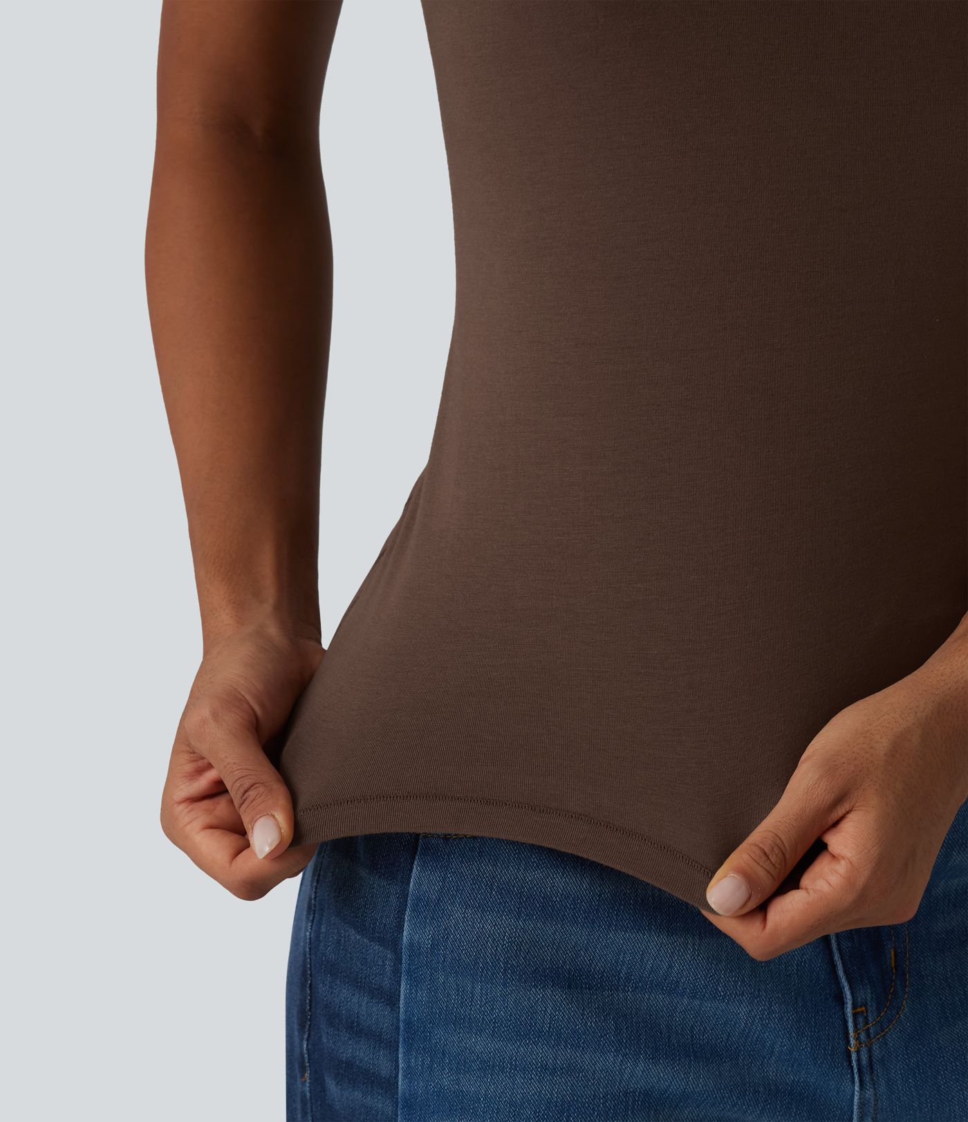 Halara Cotton Jersey V-neck Short Sleeve Built-in Bra Casual T-Shirt B-DD Cups