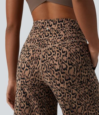 Short de yoga Halara UltraSculpt™ imprimé léopard, taille haute, gainant, jambes droites, 25 cm, avec poches