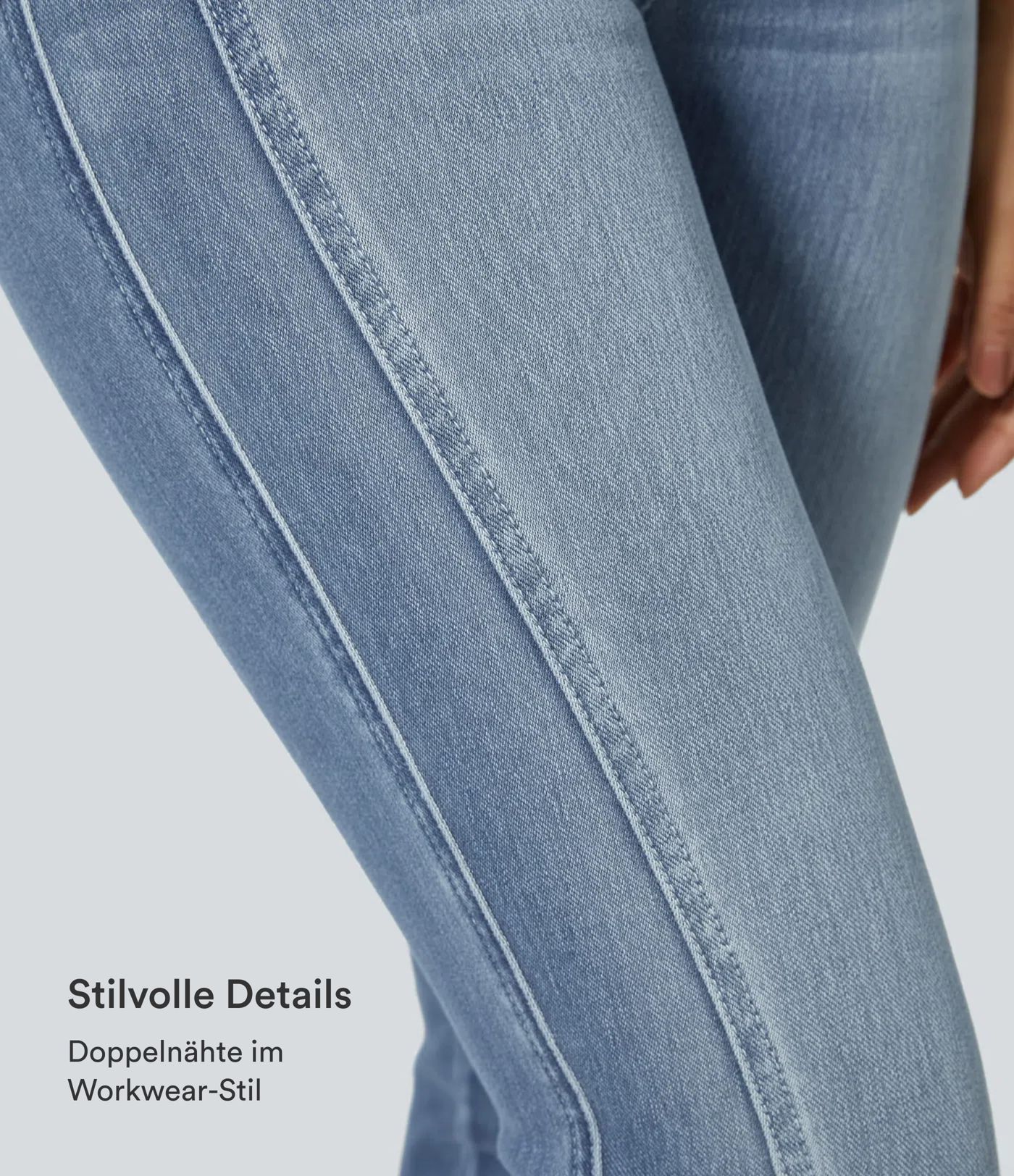 Halara Flex™ Mid Low Rise Knopf Reißverschluss Mehrere Taschen Dehnbarer Strick Lässige Röhrenjeans