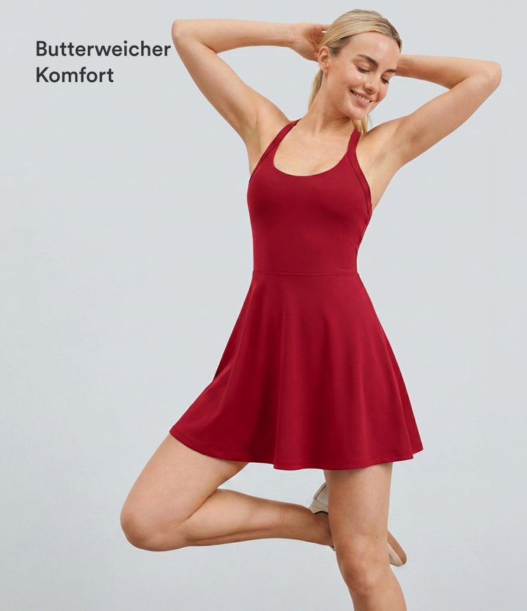 Softlyzero™ Airy, rückenfreies, gedrehtes Cool Touch Yoga-Aktivkleid – Easy Peezy Edition