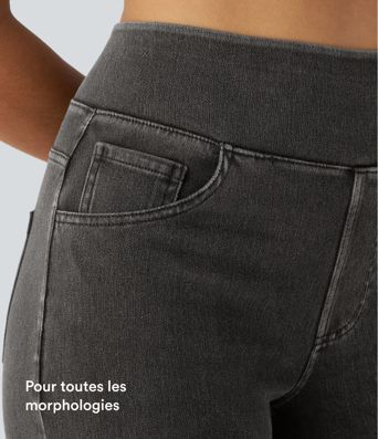 Halara Flex™ Jean Droites Travail en Maille Extensible Taille Haute Plusieurs Poches