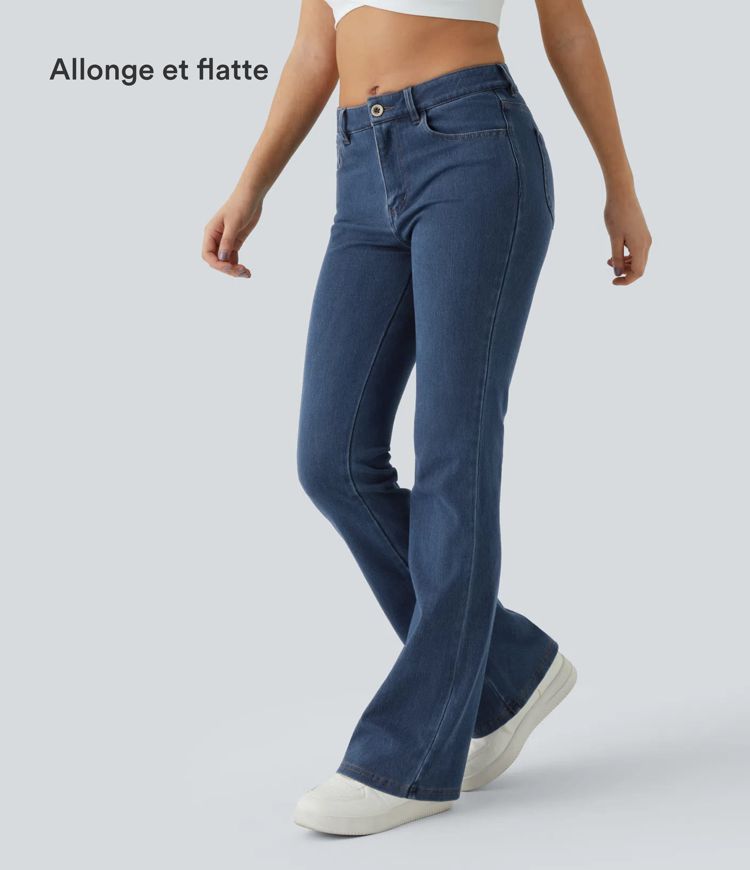 Halara Flex™ Jean Évasé Casual Taille Mi-haute Tricot Extensible Boutonnés Poches