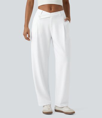 Pantalon tailleur fuselé asymétrique taille moyenne Halara Flex™ DayStretch avec poches