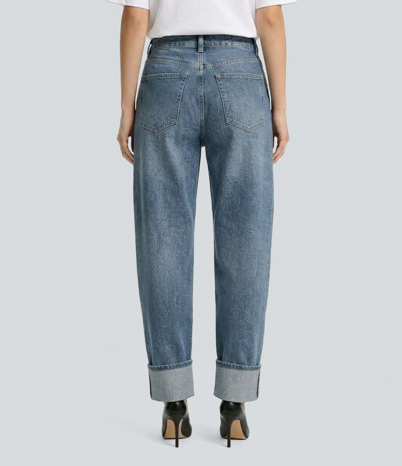 Halara Flex™ Jean barrel fuselé délavé taille mi-haute à ourlet retroussé avec poches