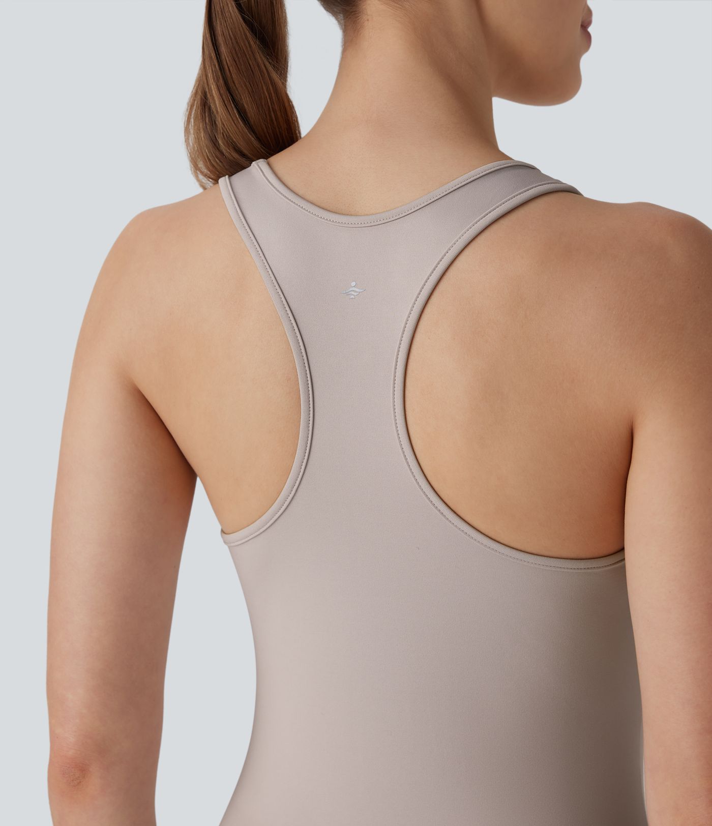 Vestido Bodycon Corto Activo de Baile con Bolsillo de Cremallera Cargo Racerback de 2 Piezas