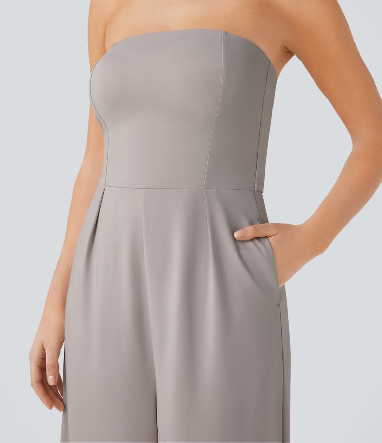 Tube Pocket Wide Leg Jumpsuit-Easy Peezy