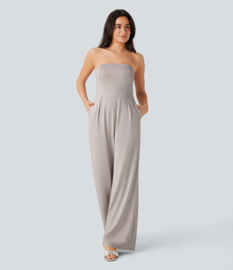 Ashes of Roses Tube Pocket Wide Leg Formal Jumpsuit-Easy Peezy / 1