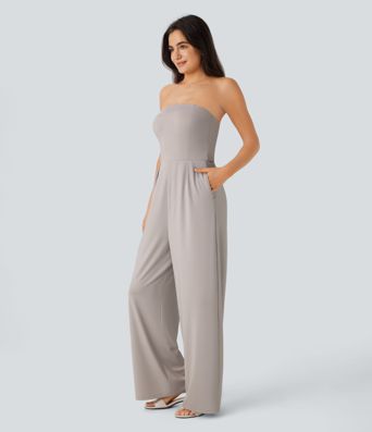 Tube Pocket Wide Leg Jumpsuit-Easy Peezy