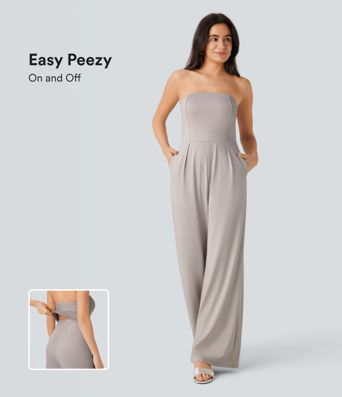 Tube Pocket Wide Leg Jumpsuit-Easy Peezy