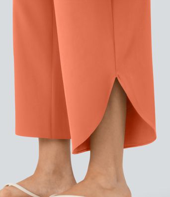 Breezeful™ High Waisted Tummy Control Split Hem Quick Dry Resort Pants with Pockets