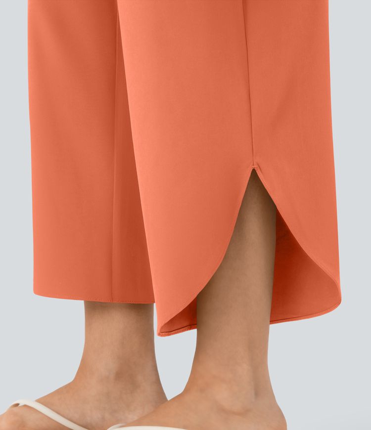 Breezeful™ High Waisted Tummy Control Split Hem Quick Dry Resort Pants with Pockets