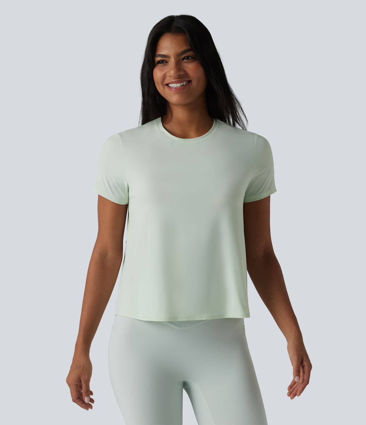 Crew Neck Short Sleeve Contrast Mesh Running Sports Top