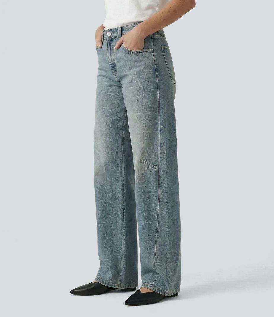 Halara Flex™ - Schmal zulaufende Jeans mit mittelhohem Bund und mehreren Taschen