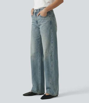 Halara Flex™ - Schmal zulaufende Jeans mit mittelhohem Bund und mehreren Taschen