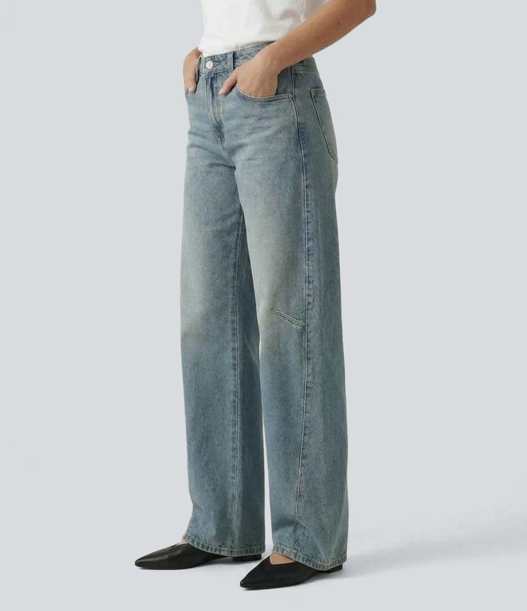 Halara Flex™ - Schmal zulaufende Jeans mit mittelhohem Bund und mehreren Taschen