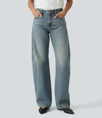 Halara Flex™ - Schmal zulaufende Jeans mit mittelhohem Bund und mehreren Taschen