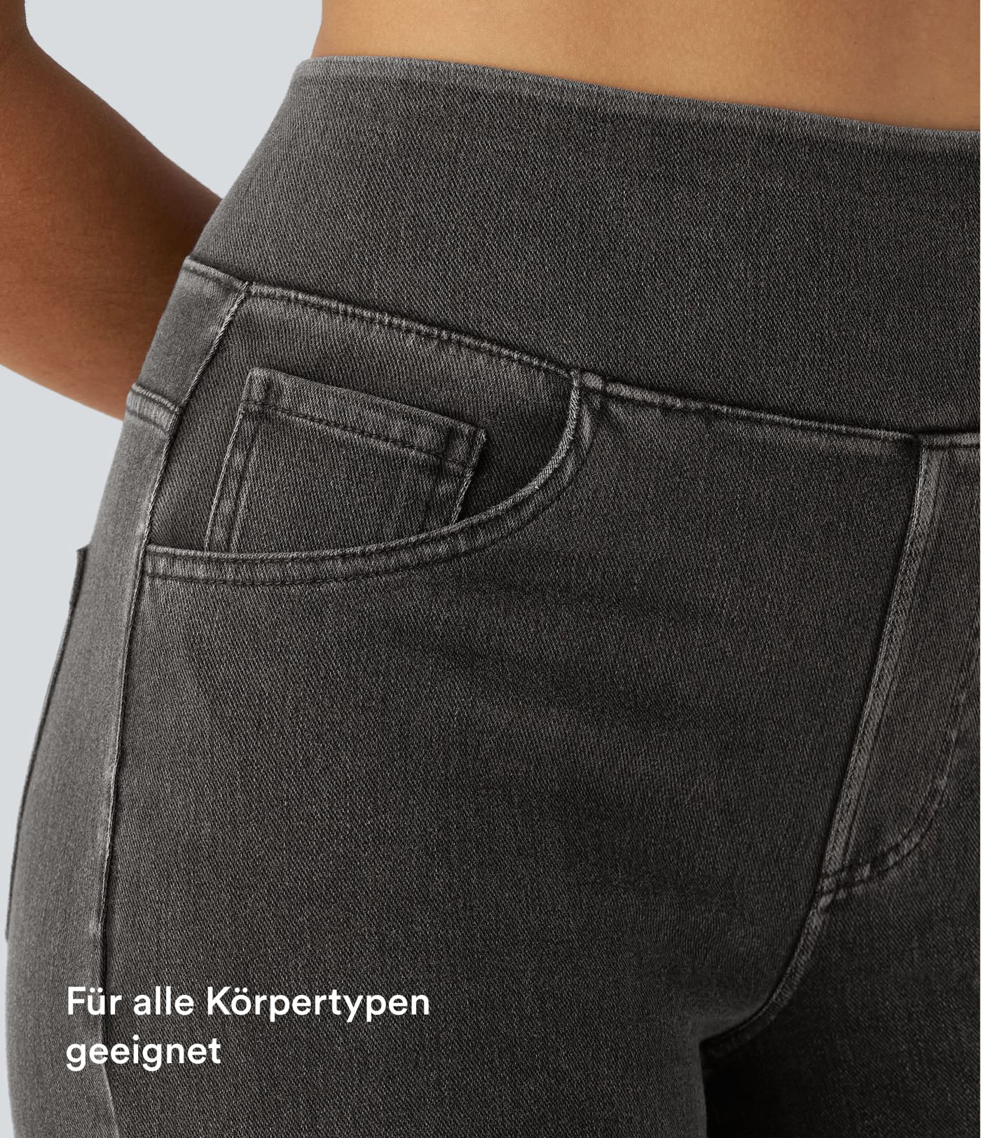 Halara Flex™ Mom Jeans aus elastischem Denim im 5-Pocket-Style mit hohem Bund und geradem Bein