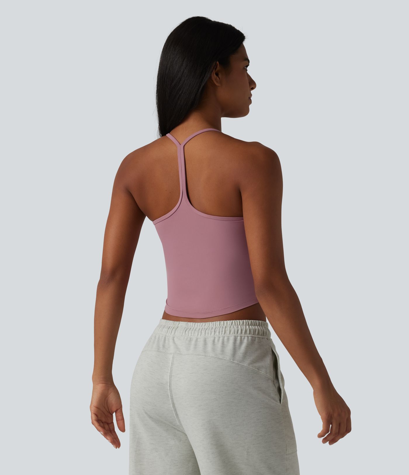 U-Neck Y-back Curved Hem Built-in Bra Cool Touch Quick Dry Casual Tank Top-UPF50+