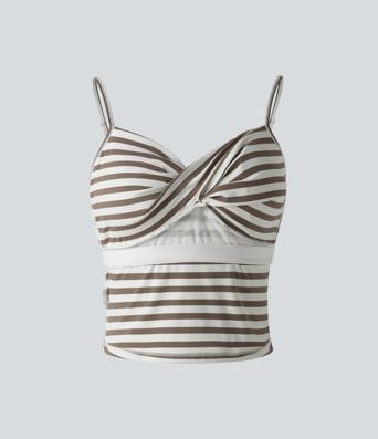 Built-in Bra Stripe Workout Tank Top