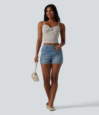 Built-in Bra Stripe Workout Tank Top