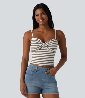 Built-in Bra Stripe Workout Tank Top