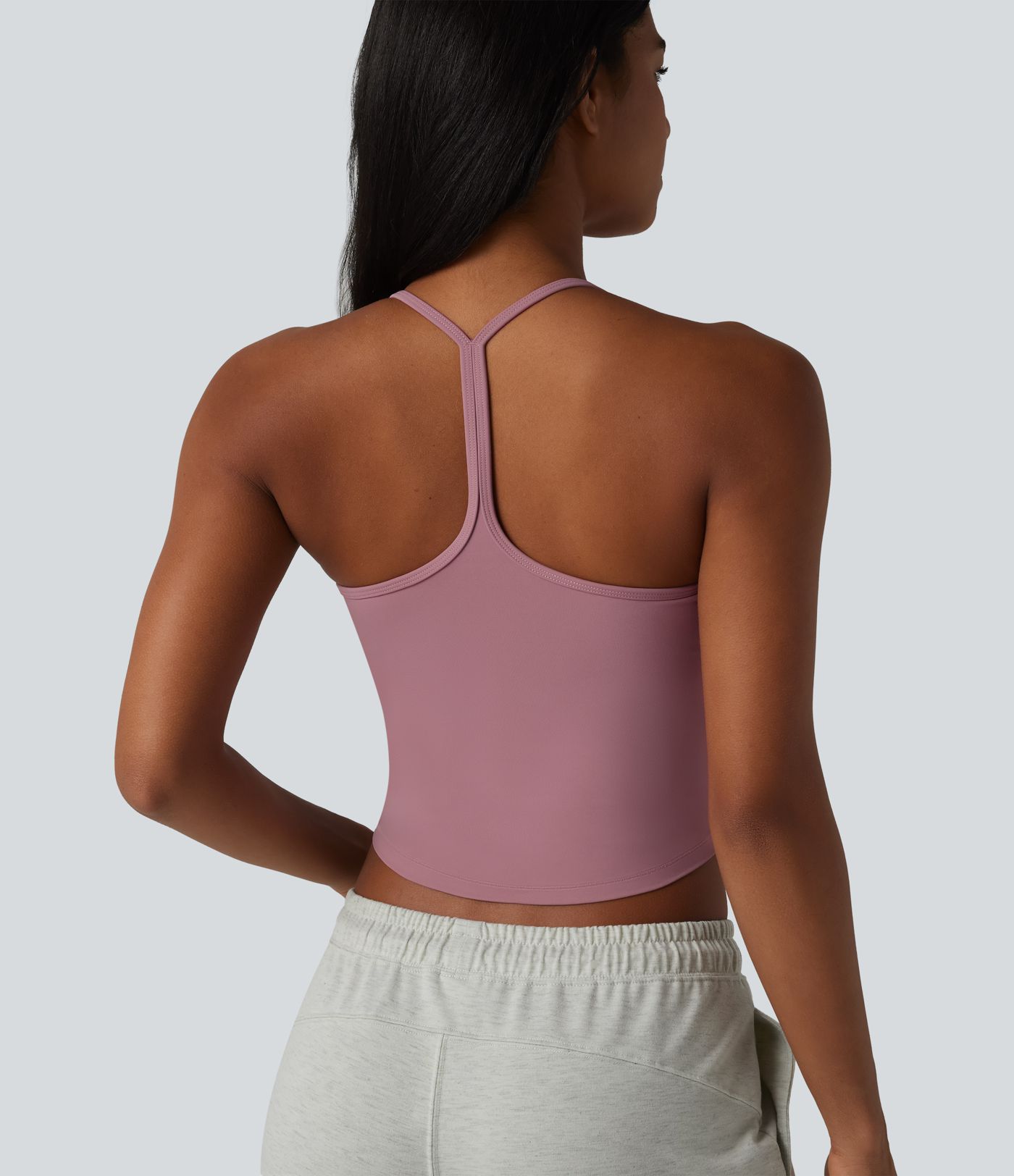 U-Neck Y-back Curved Hem Built-in Bra Cool Touch Quick Dry Casual Tank Top-UPF50+