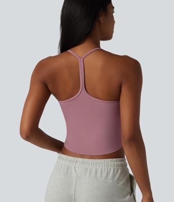 U-Neck Y-back Curved Hem Built-in Bra Cool Touch Quick Dry Casual Tank Top-UPF50+