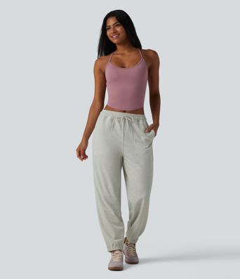 U-Neck Y-back Curved Hem Built-in Bra Cool Touch Quick Dry Casual Tank Top-UPF50+