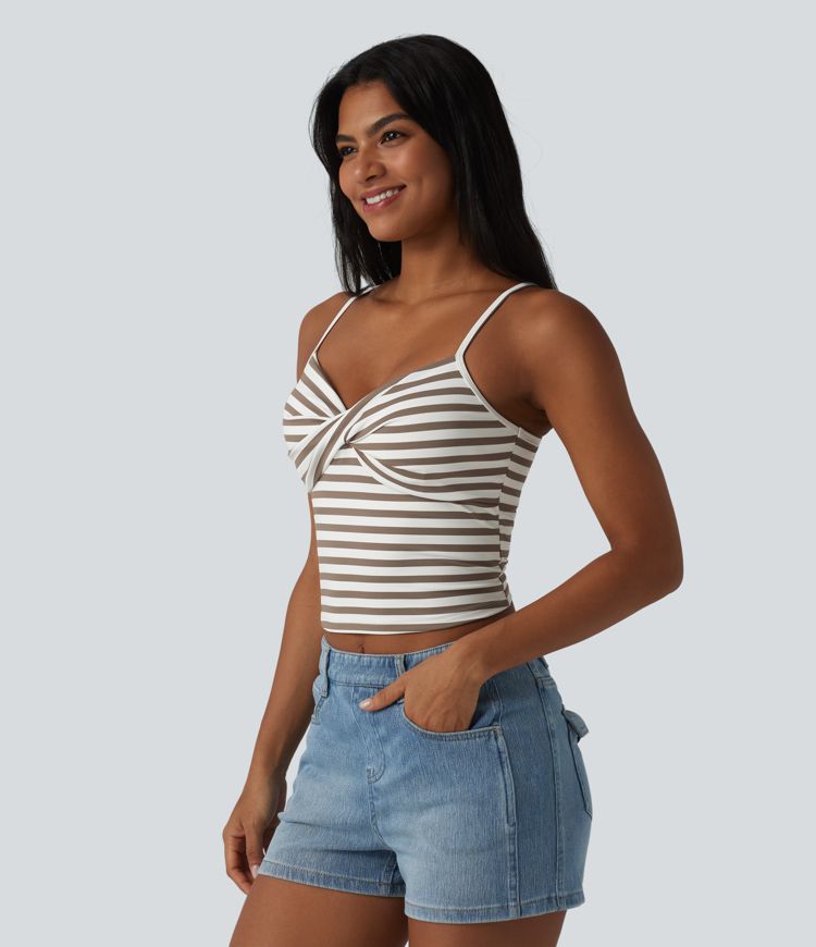 Built-in Bra Stripe Workout Tank Top