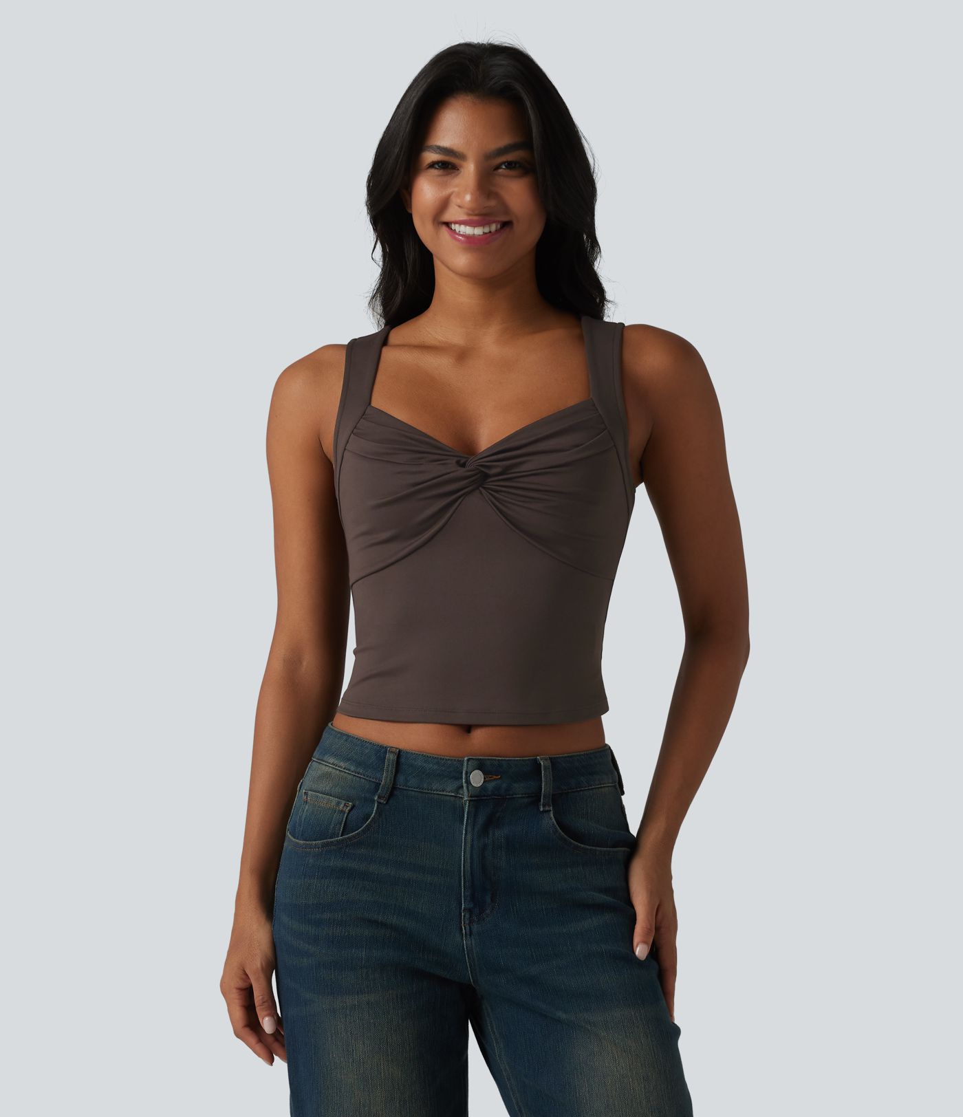 Sweetheart Neck Twisted Slim Casual Tank Top