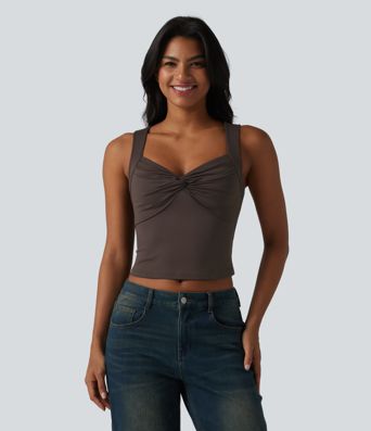Sweetheart Neck Twisted Slim Casual Tank Top