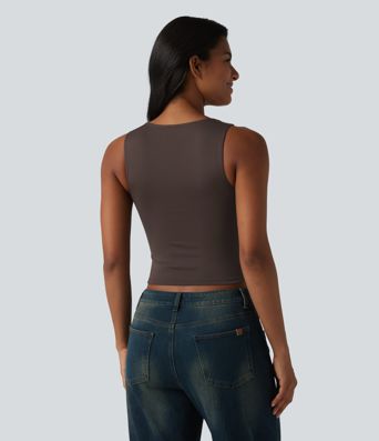 Sweetheart Neck Twisted Slim Casual Tank Top