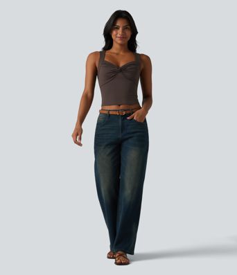 Sweetheart Neck Twisted Slim Casual Tank Top