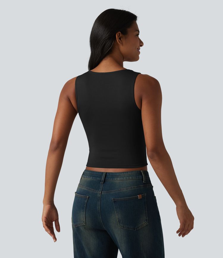 Sweetheart Neck Twisted Slim Casual Tank Top