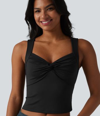 Sweetheart Neck Twisted Slim Casual Tank Top