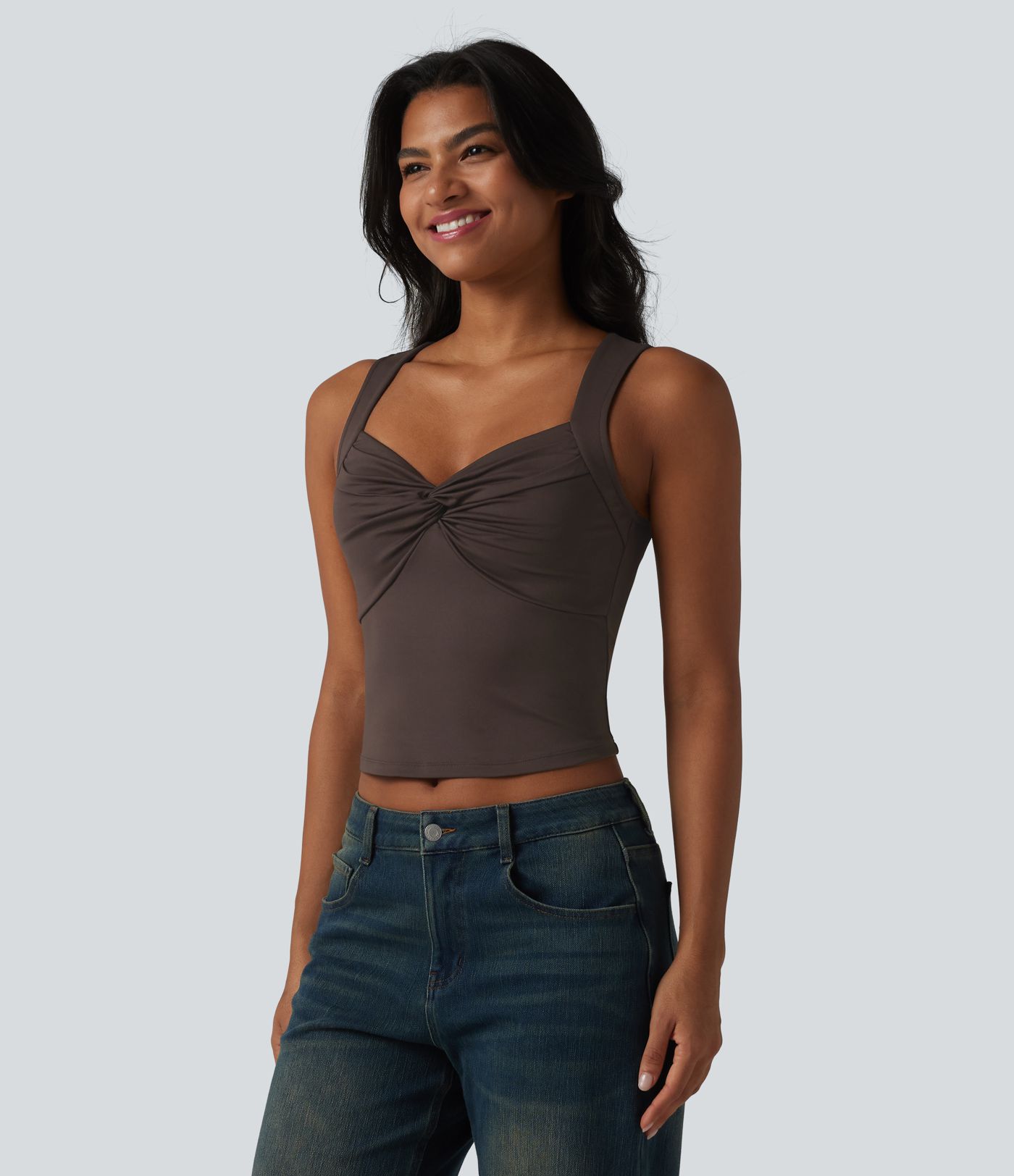 Sweetheart Neck Twisted Slim Casual Tank Top