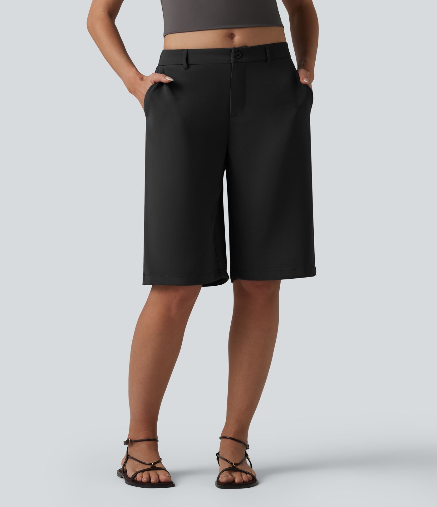 Halara Flex™ Mid Rise Pedal Pushers Work Straight Leg Pants with Pockets