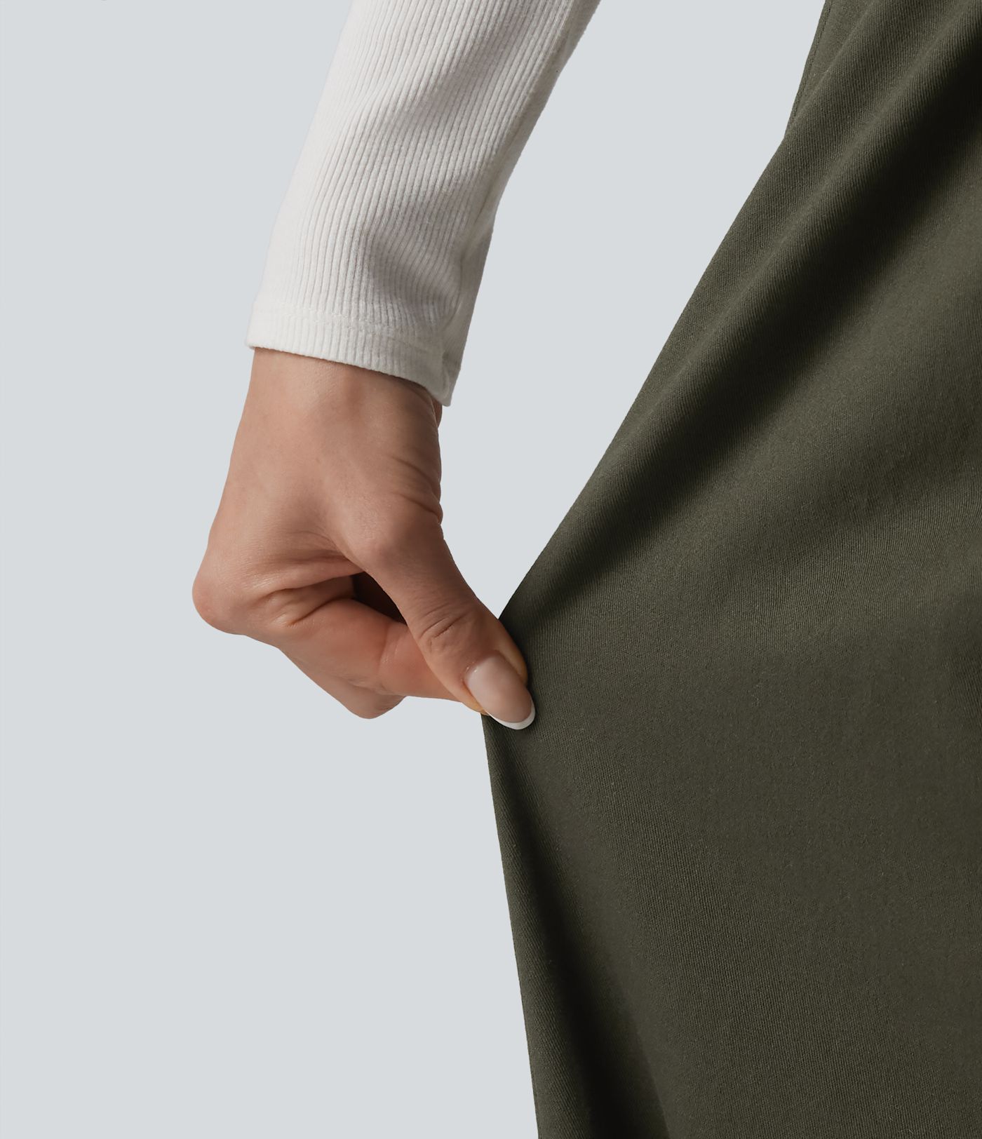 High Waisted Baggy Work Chino Cotton Pants with Pockets