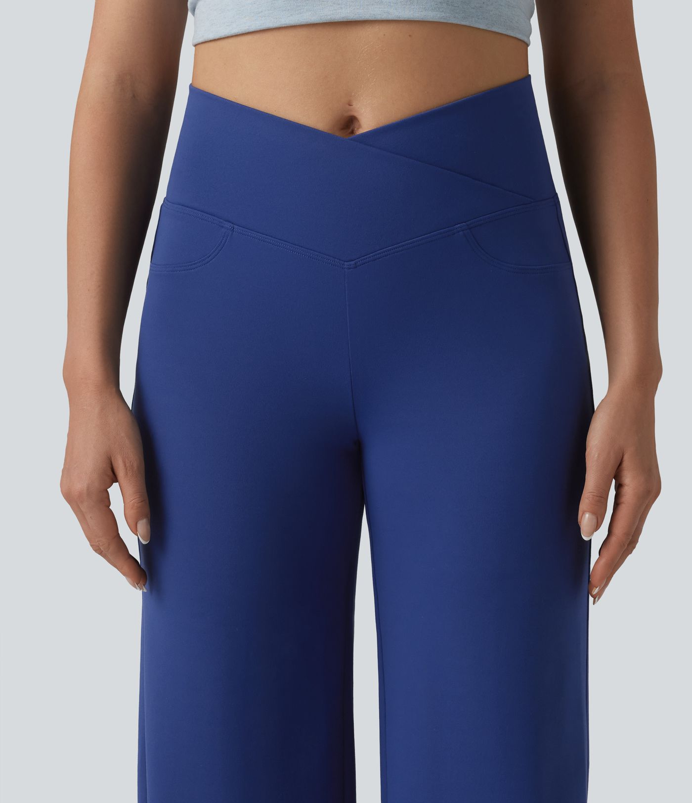 DayStretch Crossover High Waisted Tummy Control Casual Bootcut Pants with Pockets